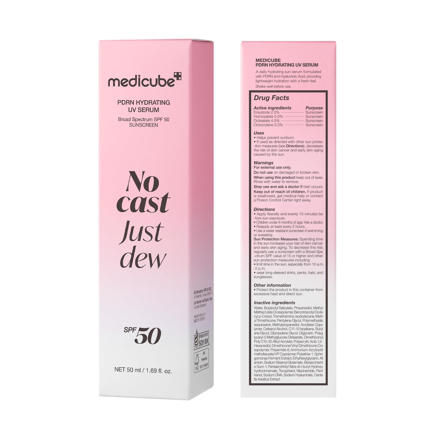 medicube Sunscreen No Cast Just Glow Collagen | SPF 50 Broad Spectrum Face Sunscreen | Lightweight, Non-Sticky, Hydrating Formula | Peptide, Cica for Soothing & Glow | Korean Skincare