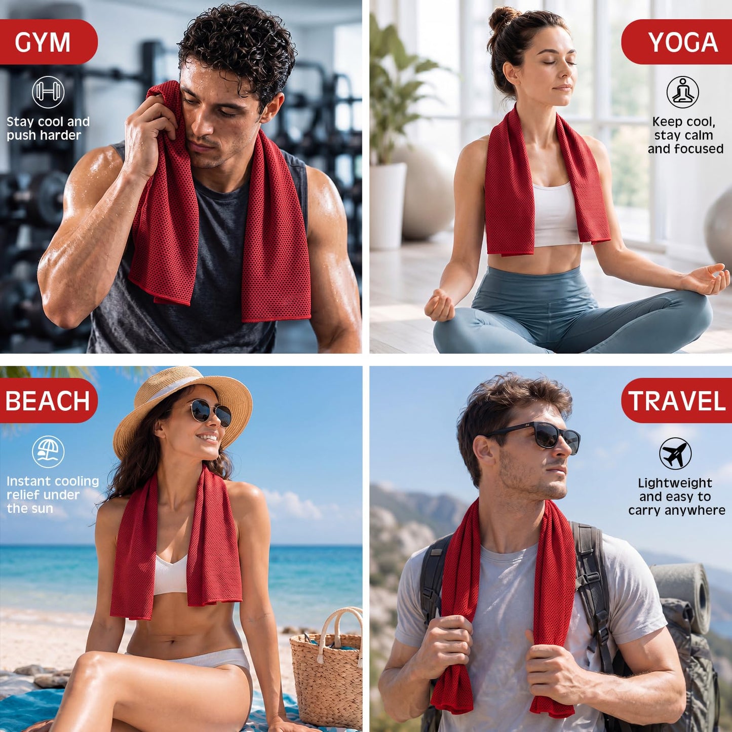 BBTO 100 Pack Cooling Towel - Microfiber Cold Sports Sweat Rags Neck & Face Breathable Ice Chilly Towel for Gym Yoga Golf Workout Beach Accessories