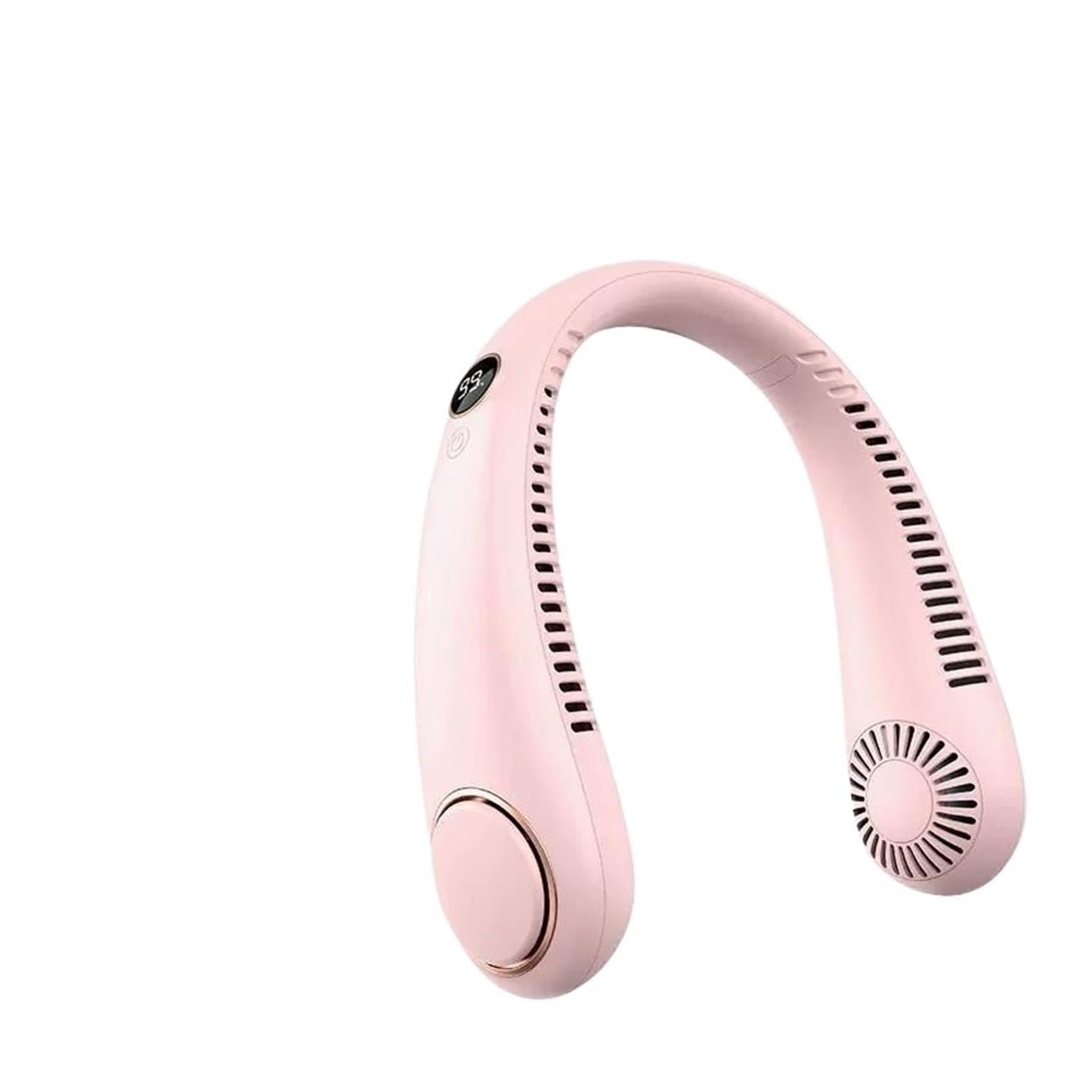 Leafless hanging neck fan USB charging outdoor digital display silent portable 5-speed soft rubber small turbine super