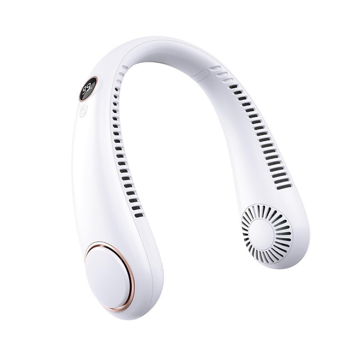 Leafless hanging neck fan USB charging outdoor digital display silent portable 5-speed soft rubber small turbine super