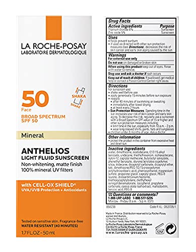 La Roche-Posay Anthelios Sunscreen SPF 50, Ultra-Light Fluid Broad Spectrum SPF 50