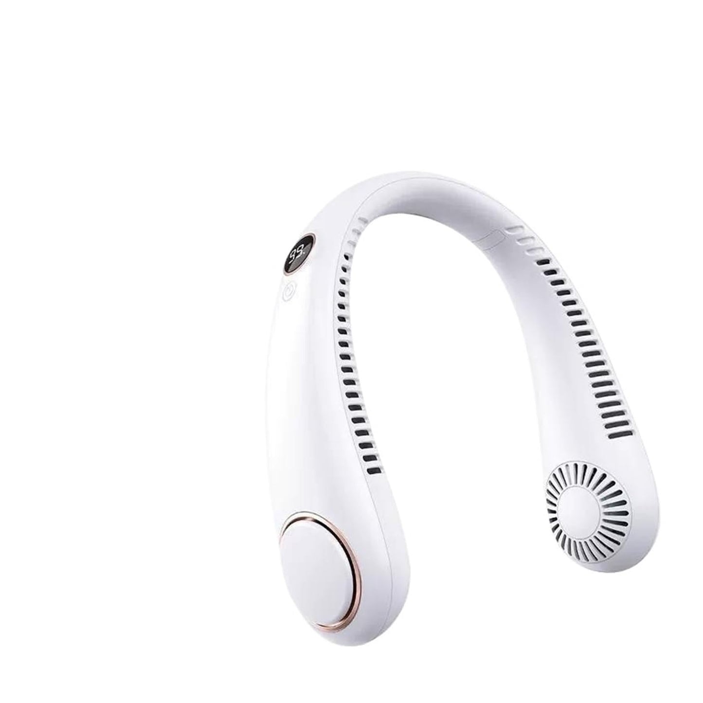 Leafless hanging neck fan USB charging outdoor digital display silent portable 5-speed soft rubber small turbine super