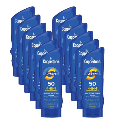 Coppertone SPORT Sunscreen Lotion Broad Spectrum SPF 50, Water Resistant 80 Minutes, UVA/UVB Protection, Moisturizing Formula with Vitamin E, 7 Fluid Ounce