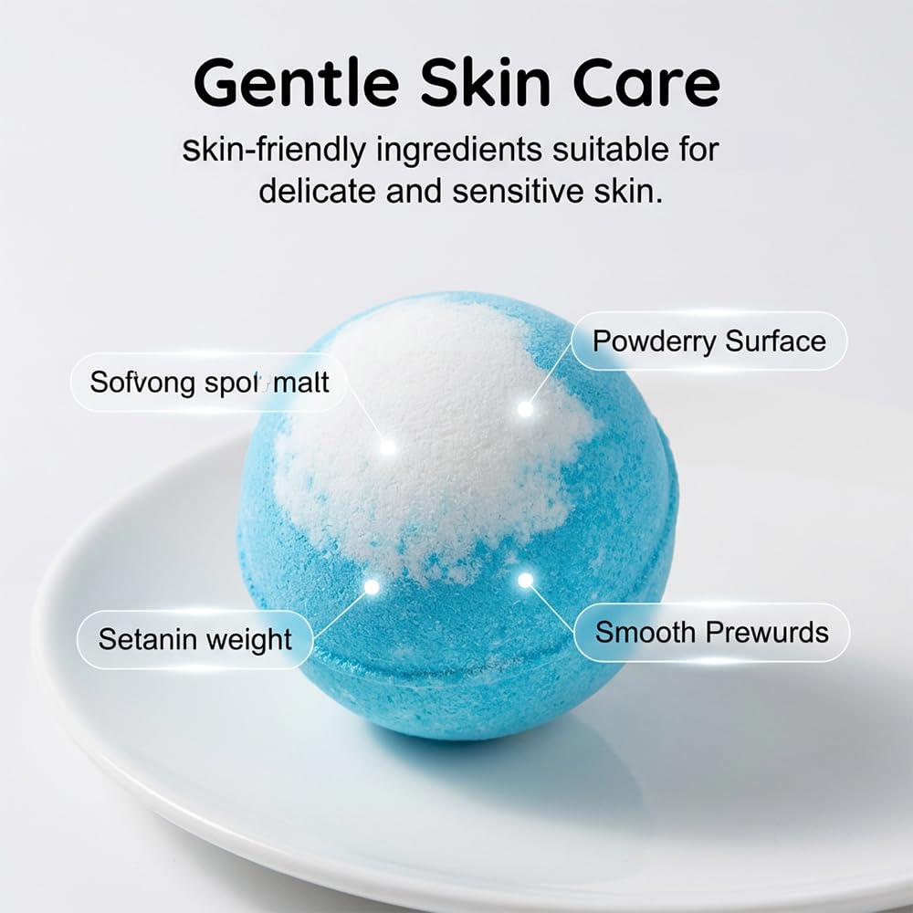 2026 New Bath Bombs Gift Set, Ocean Toy Bath Salt Ball Sleeve Box Bath Bombs, Bath Bombs with Surprise Inside, Colorful Bubble Bath for Kids Safe, Best Birthday and Party (Blue)