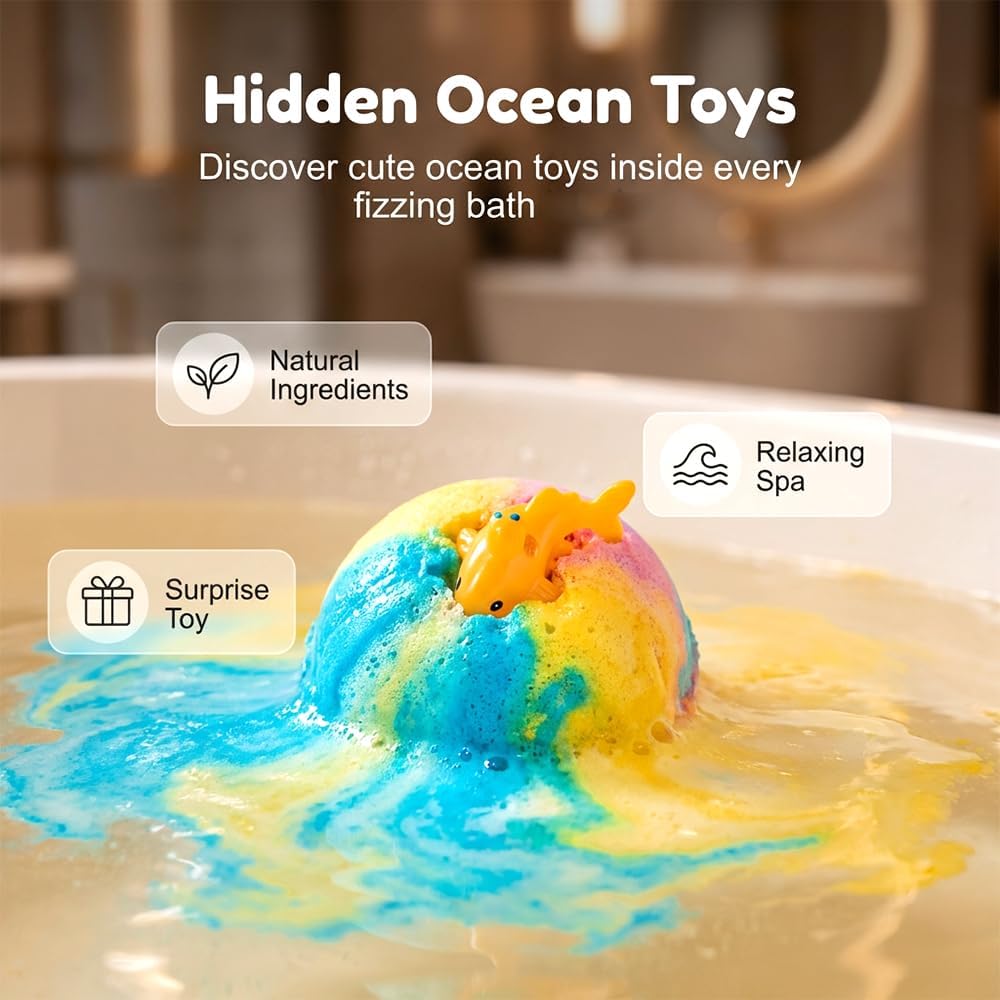 2026 New Bath Bombs Gift Set, 12pcs Bath Bombs with Toy Inside, Best Birthday, Party, Gift Set (Blue)
