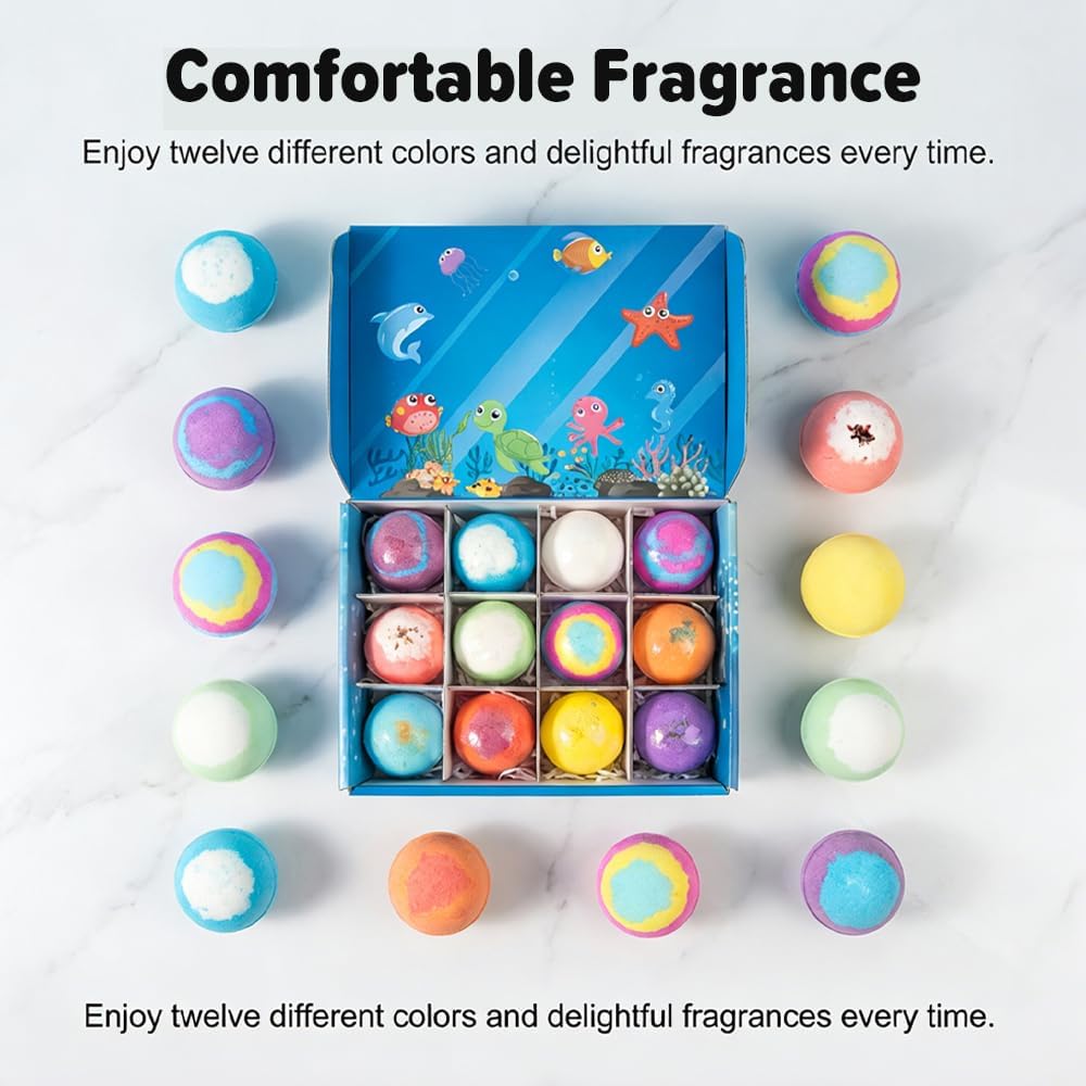 2026 New Bath Bombs Gift Set, 12pcs Bath Bombs with Toy Inside, Best Birthday, Party, Gift Set (Blue)