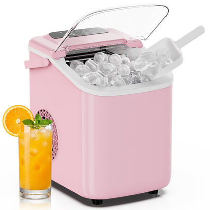 DUMOS Ice Maker Countertop, Ice Machine with Portable Handle, Basket and Scoop, 26lbs Daily, 9 Bullet Cubes in 6-8 Mins, Auto-Cleaning for Home, Kitchen, Office, Outdoors, RV Camping