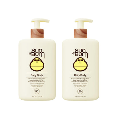 Sun Bum Daily SPF 50 Sunscreen Body Lotion - Broad Spectrum Moisturizing Sunscreen with Vitamin E - Vegan and Hawaii 104 Act Compliant (Without Octinoxate & Oxybenzone) - Dermatologist Tested - 8 oz