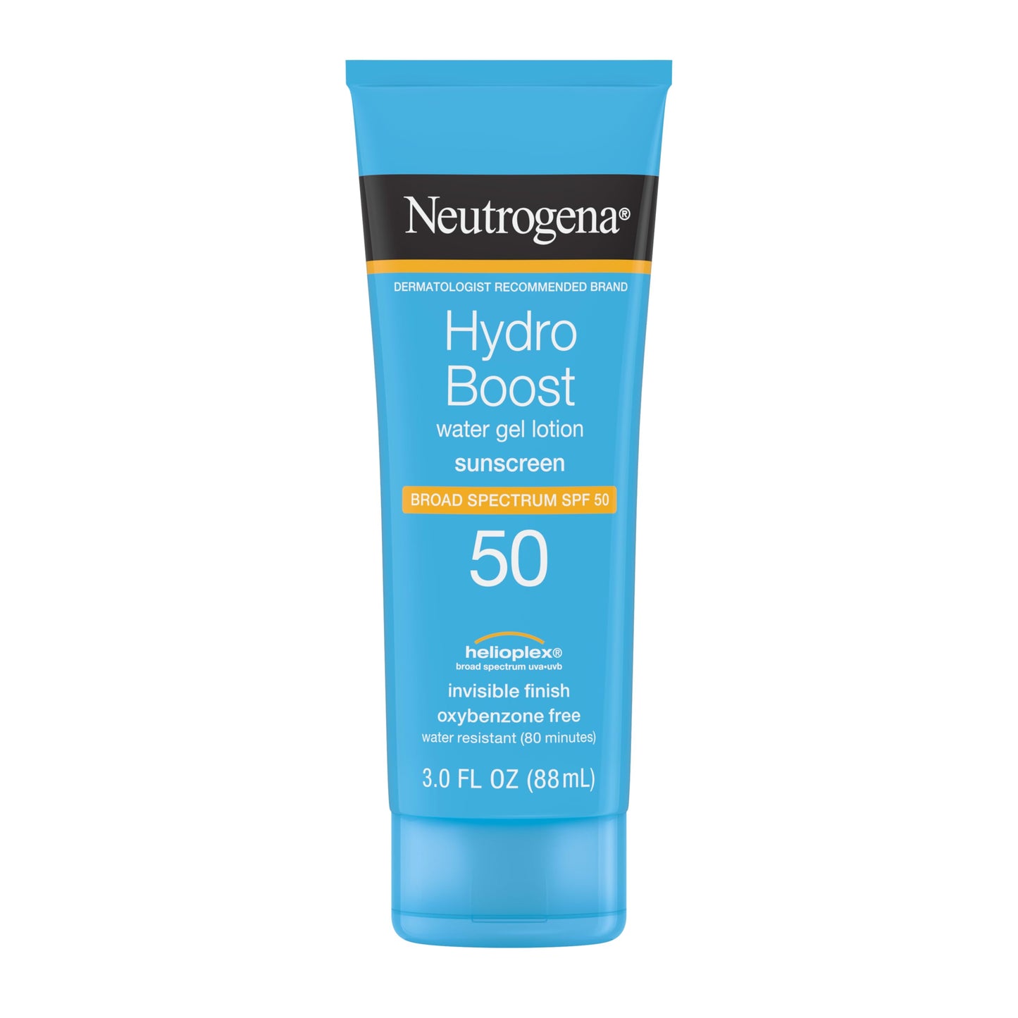Neutrogena Hydro Boost Water Gel Sunscreen SPF 50, Oil‑Free Hydrating & Water‑Resistant Face & Body Sunscreen Lotion, Non‑Greasy, Broad Spectrum, Lightweight Moisturizer, 3 fl oz