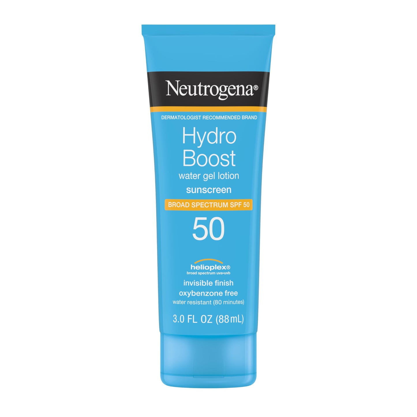 Neutrogena Hydro Boost Water Gel Sunscreen SPF 50, Oil‑Free Hydrating & Water‑Resistant Face & Body Sunscreen Lotion, Non‑Greasy, Broad Spectrum, Lightweight Moisturizer, 3 fl oz