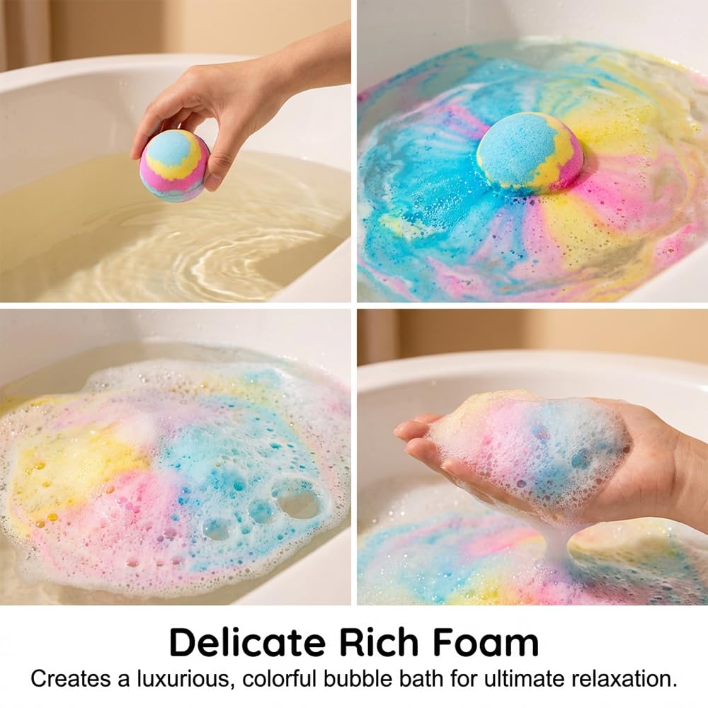 2026 New Bath Bombs Gift Set, Ocean Toy Bath Salt Ball Sleeve Box Bath Bombs, Bath Bombs with Surprise Inside, Colorful Bubble Bath for Kids Safe, Best Birthday and Party (Blue)