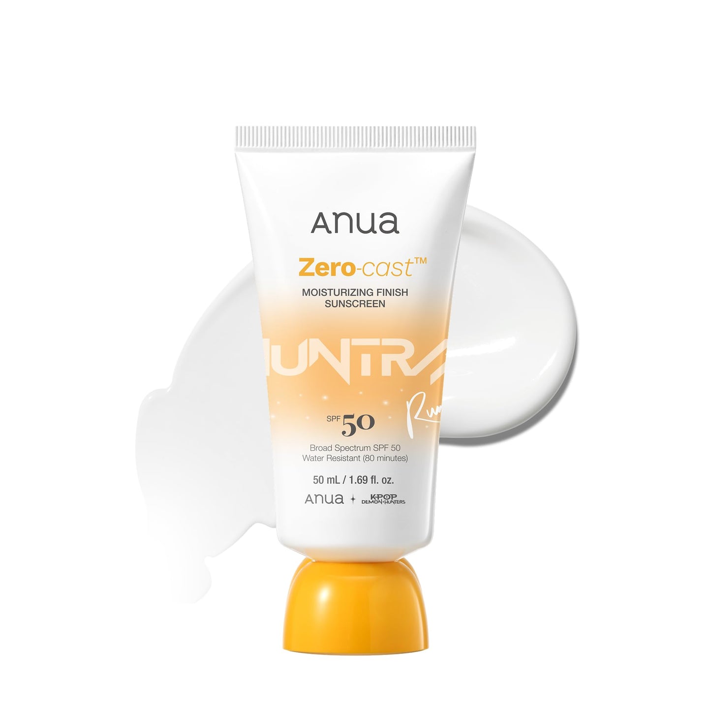 Anua, Zero-Cast Moisturizing Sunscreen SPF 50, Glow Natural Sunscreen for face, No White Cast, Hyaluronic Acid, Niacinamide, Oil-Free, Korean Skincare, 1.69 fl oz