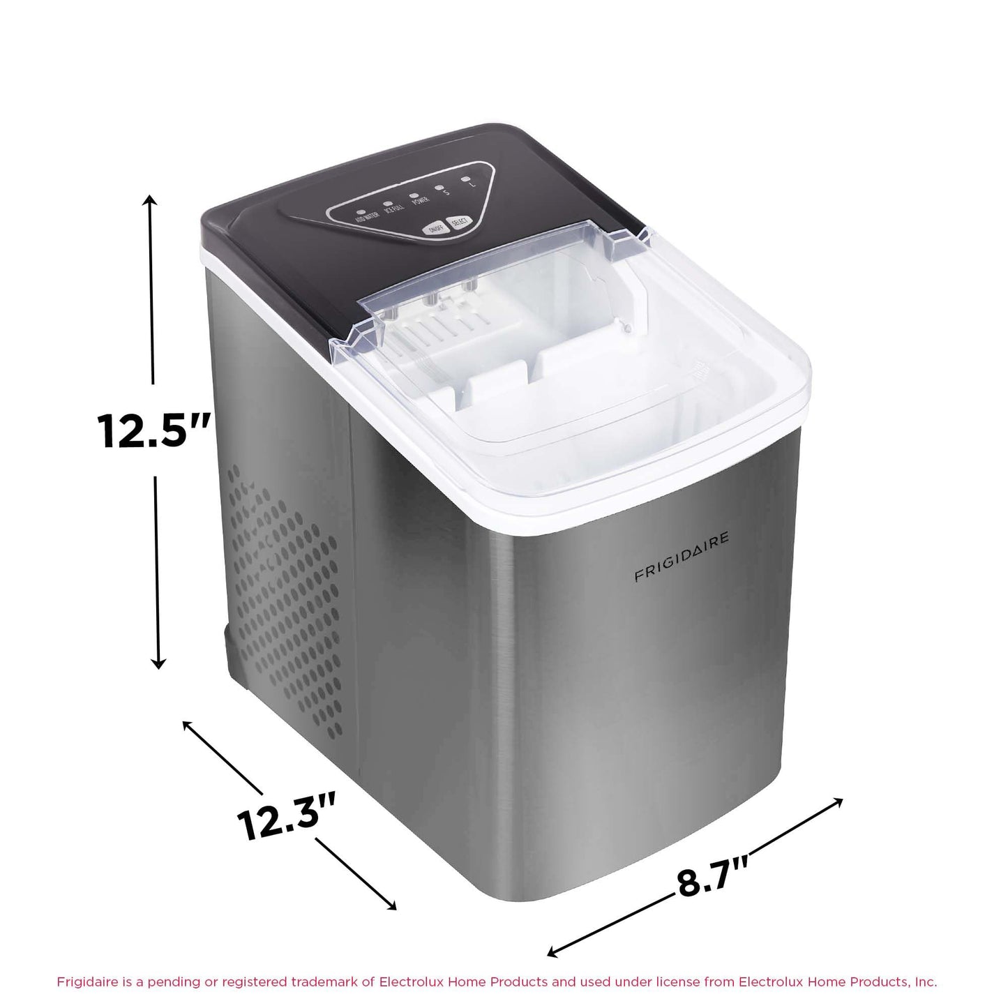 Frigidaire EFIC123-SSBLACK Compact Countertop Ice Maker, 26lbs of Ice per Day, Black Stainless