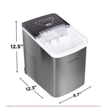 Frigidaire EFIC123-SSBLACK Compact Countertop Ice Maker, 26lbs of Ice per Day, Black Stainless