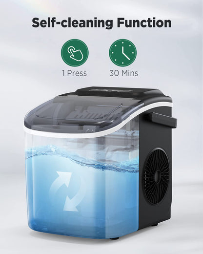 Silonn Ice Makers Countertop, 44lbs Per Day, 2 Ways to Add Water, Auto Self-Cleaning, Stainless Steel Ice Machine for Home Office Bar Party