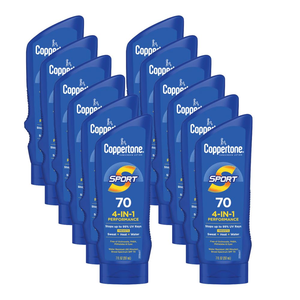 Coppertone SPORT Sunscreen Lotion Broad Spectrum SPF 50, Water Resistant 80 Minutes, UVA/UVB Protection, Moisturizing Formula with Vitamin E, 7 Fluid Ounce