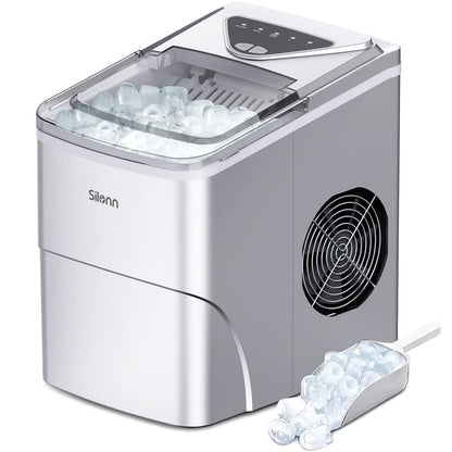 Nugget Ice Maker Countertop, Silonn Chewable Pellet Ice Machine with Self-Cleanin Function, 36lbs/24H Portable Ice Makers for Home Kitchen Officce, Black