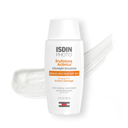 ISDIN Eryfotona Actinica Mineral Face Sunscreen SPF 50+, No White Cast | 100% Mineral UV Filters, Zinc Oxide, Suitable for Sensitive Skin, Non-comedogenic, Dermatologist Recommended