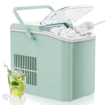 OLIXIS Countertop Ice Maker Machine with Handle, Auto-Cleaning Portable Ice Maker with Basket & Scoop, 26lbs in 24Hrs & 9 Cubes in 6 Mins, 2 Cube Sizes, for Home Party Camping RV, Black