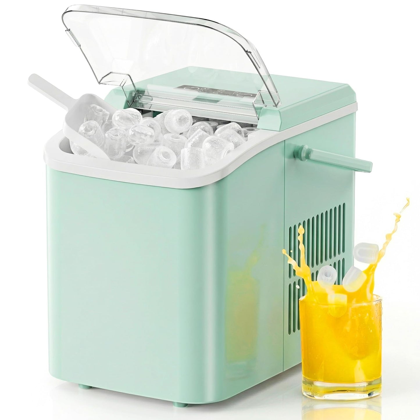 NEWBULIG Ice Makers Countertop with Handle, Portable Ice Machine, 9 Bullet Ice Cubes in 6 Mins, 26lbs in 24Hrs, Auto-Cleaning, with Basket and Scoop, for Home, Kitchen, RV, Camping,Black