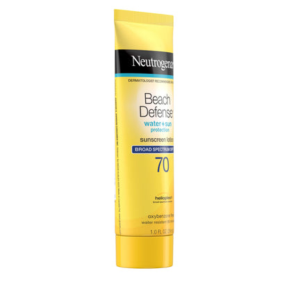 Neutrogena Beach Defense Sunscreen Lotion SPF 70 Broad Spectrum UVA UVB Protection Lightweight Water Resistant up to 80 Minutes Beach-Strength Sun Protection for Whole Family, 6.7 fl oz