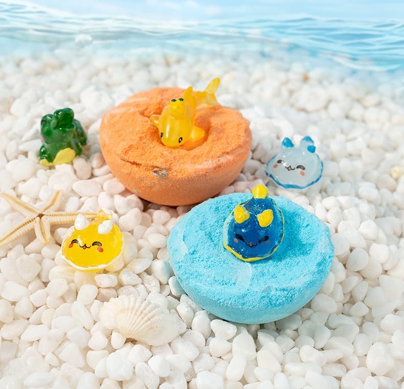 Ocean Toy Bath Salt Ball Sleeve Box Bath Bombs,Bath Bombs with Surprise Inside,Gift Set with 12 Sea Animal Toys,Fun,Educational,and Safe Natural Bath Bubble with Toys,Great Gift for Kids’Birthdays
