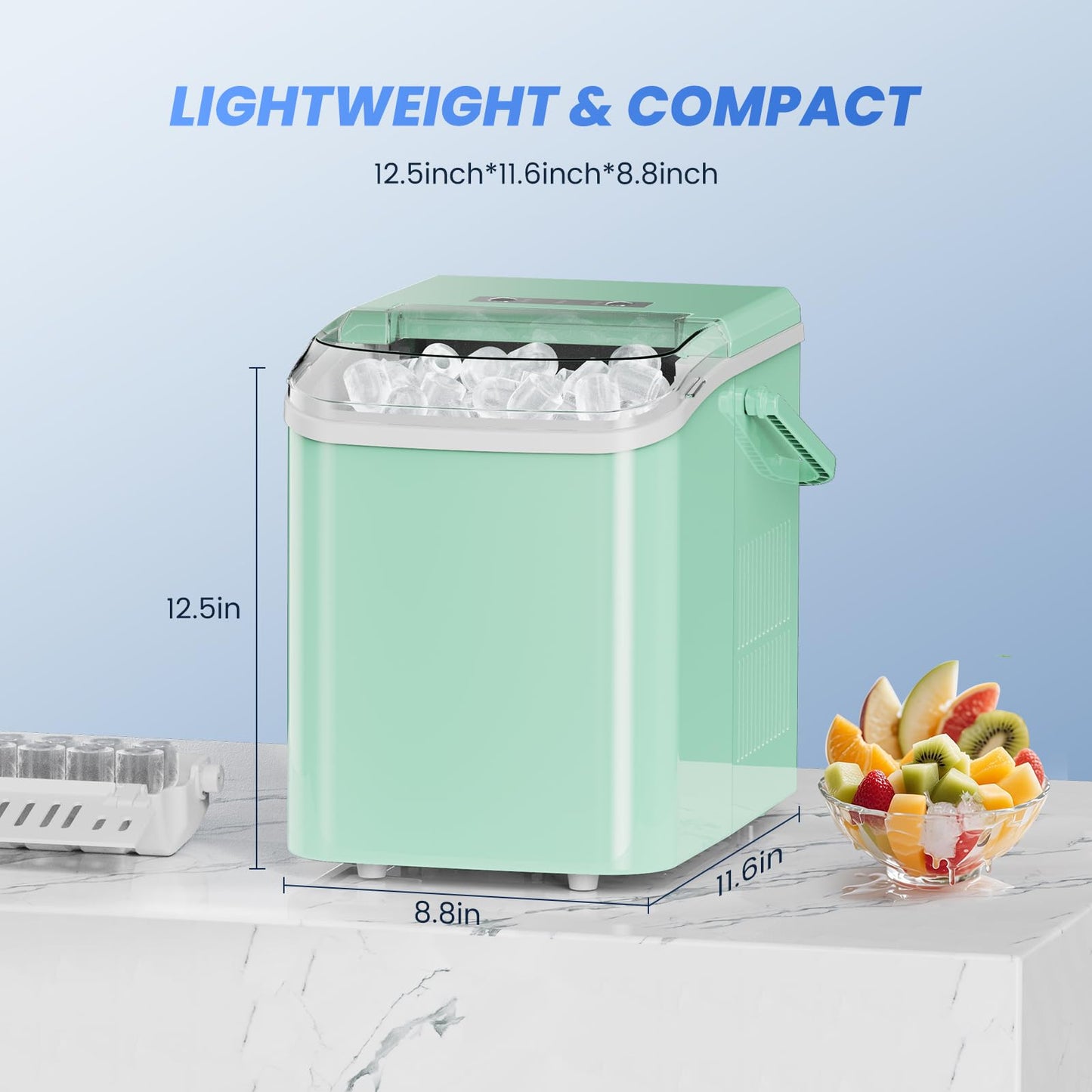 NEWBULIG Ice Makers Countertop with Handle, Portable Ice Machine, 9 Bullet Ice Cubes in 6 Mins, 26lbs in 24Hrs, Auto-Cleaning, with Basket and Scoop, for Home, Kitchen, RV, Camping,Black