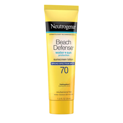 Neutrogena Beach Defense Sunscreen Lotion SPF 70 Broad Spectrum UVA UVB Protection Lightweight Water Resistant up to 80 Minutes Beach-Strength Sun Protection for Whole Family, 6.7 fl oz
