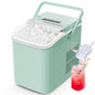 Sweetcrispy Countertop Ice Maker with Scoop, Basket and Handle, Portable Ice Machine 9 Cubes Ready in 6 Mins, 26.5lbs in 24Hrs, 2 Sizes for Home Kitchen Office Bar Party, Green