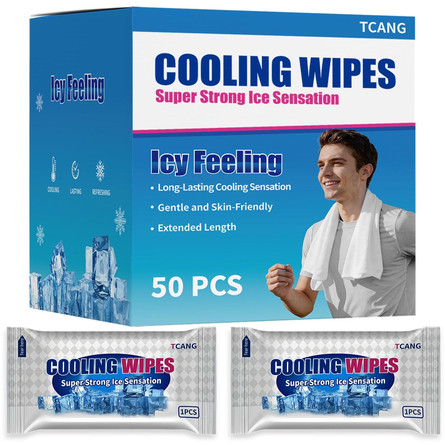 30 Pack Disposable Cooling Wipes, Individually Wrapped No-Rinse Cooling Towels, (25''x 9.84'') Extra-Thick Oversized Ice Towel for Sports, Travel, and Camping in Hot Weather (White)