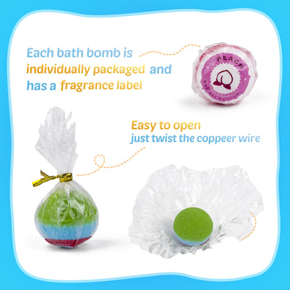 Bath Bombs for Kids, 12 Pcs Bath Bombs with Glow in The Dark Ocean Surprise Inside, Handmade Organic Bubble Bath Ball Gift Set for Boys and Girls, Gift for Birthday Christmas Easter