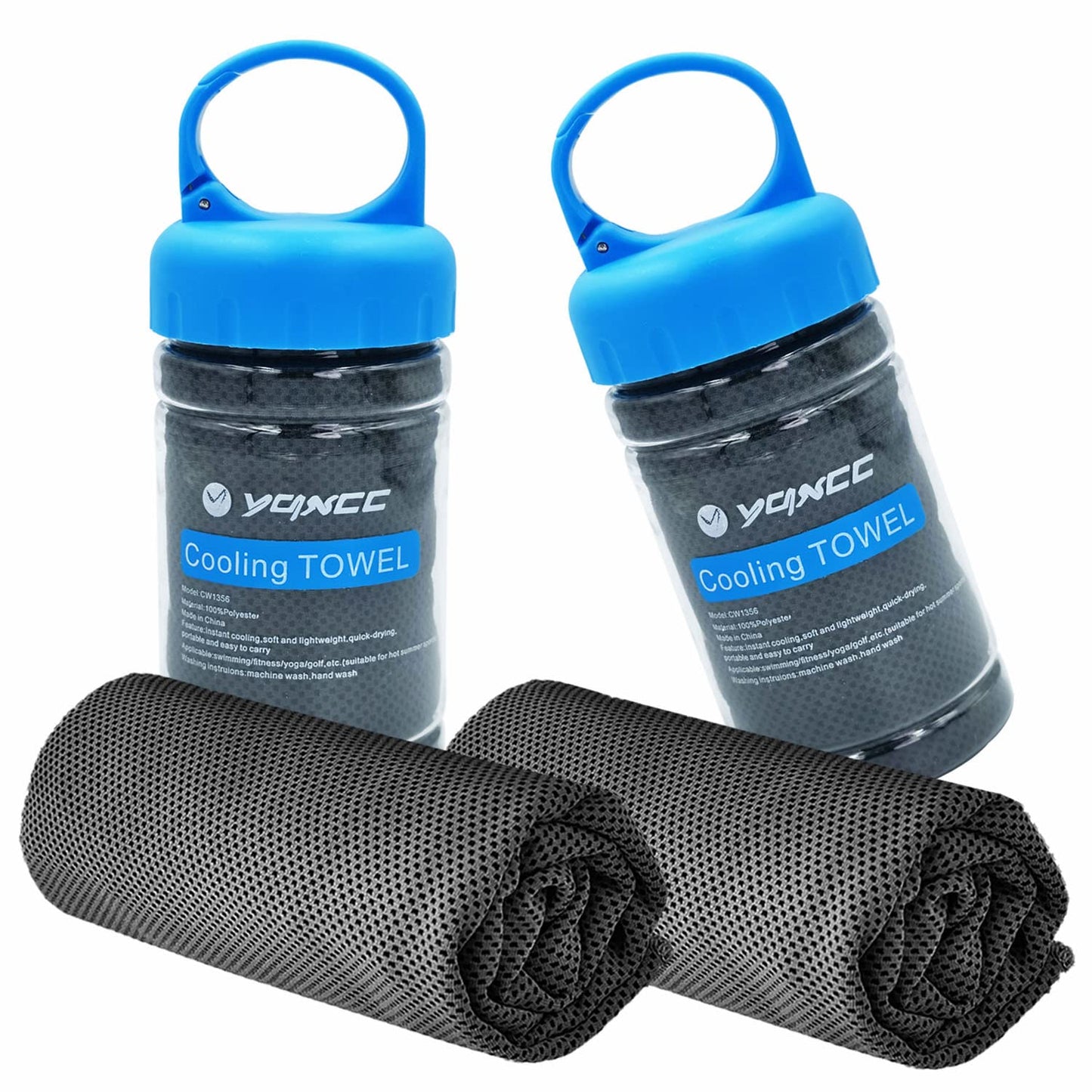 YQXCC 2 Pack Cooling Towels (47"x12"), Ice Cool Neck Towel, Soft Breathable Microfiber for Yoga, Golf, Gym, Running, Camping & Hot Weather