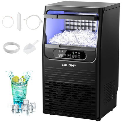 EUHOMY Commercial Ice Maker Machine, 100lbs/24H Stainless Steel Under Counter ice Machine with 33lbs Ice Storage Capacity, Freestanding Ice Maker.