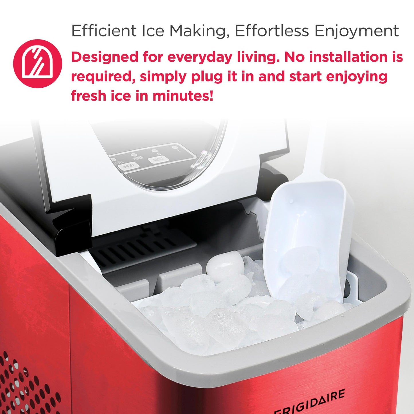 Frigidaire Countertop Portable, 26 lb per Day Bullet Ice Maker Machine (Black Stainless Steel)