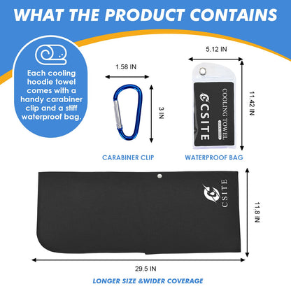 CSITE 3 Pack Cooling Hoodie Towels for Neck and Face, UPF 50 Sun Protection & Instant Cooling, Ice Towels for Hot Weather, Soft Breathable Towel for Sport, Work Out, Gym, Camping & More Activities