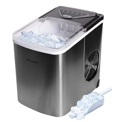 Frigidaire EFIC123-SSBLACK Compact Countertop Ice Maker, 26lbs of Ice per Day, Black Stainless
