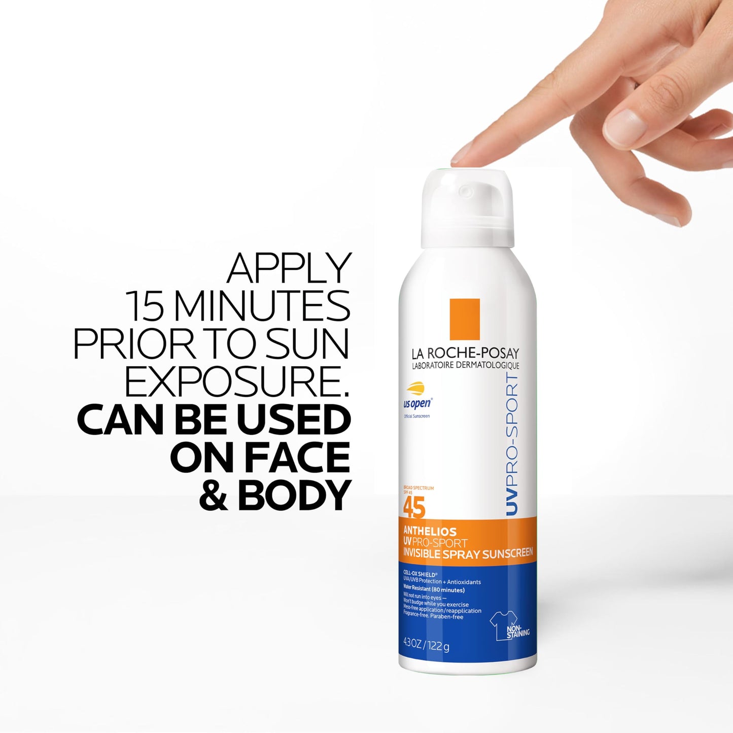 La Roche-Posay Anthelios UV Pro-Sport Sunscreen for Face & Body, Water & Sweat Resistant, Invisible Broad Spectrum Sunscreen, Lightweight & Breathable Skin Sun Protection