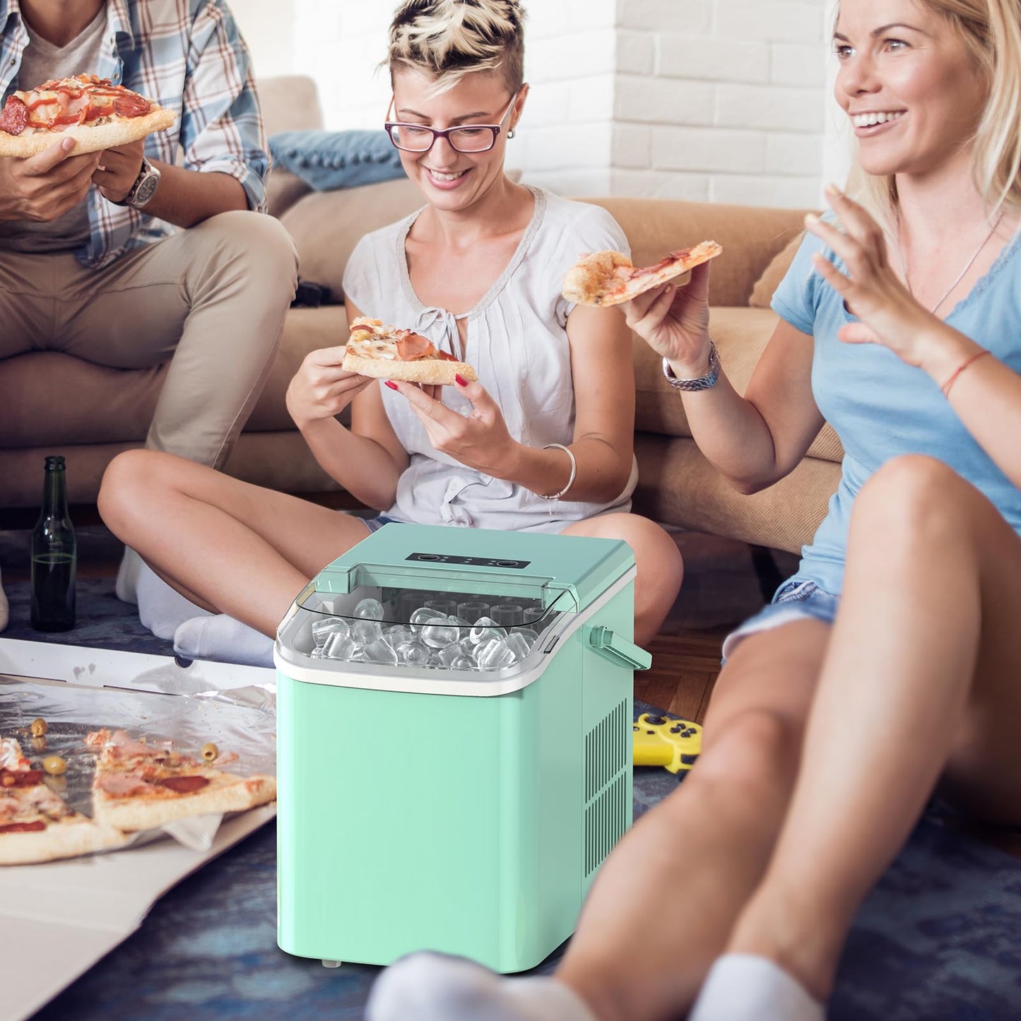 NEWBULIG Ice Makers Countertop with Handle, Portable Ice Machine, 9 Bullet Ice Cubes in 6 Mins, 26lbs in 24Hrs, Auto-Cleaning, with Basket and Scoop, for Home, Kitchen, RV, Camping,Black