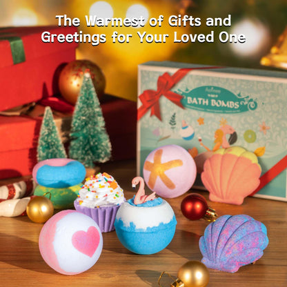 Aofmee Bath Bombs, 6pcs Bubble Bath Bomb for Girls, Handmade Fizzies Bathbombs for Women, Natural Organic Kids Spa Kit, Non Toxic Bath Kit for Teens, Gift Set for Mother Birthday Christmas Easter