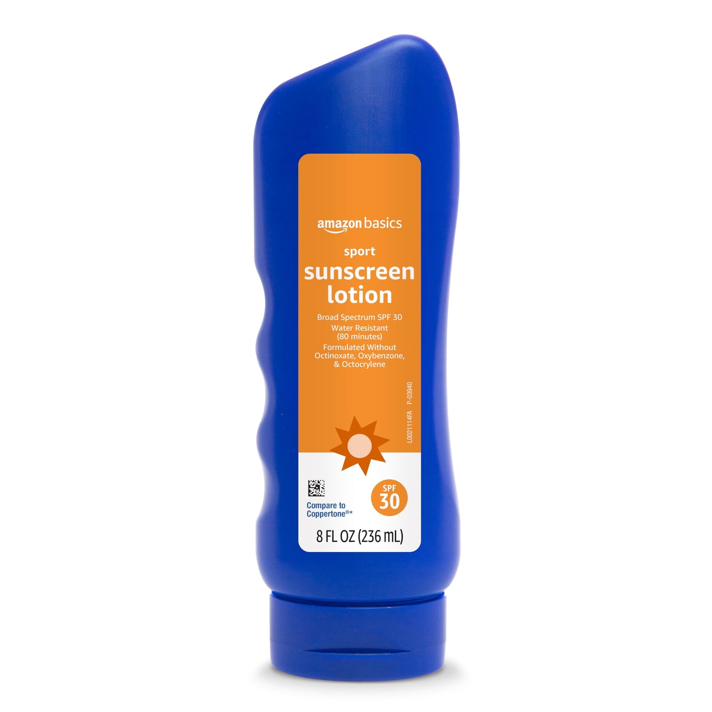 Amazon Basics Sport Sunscreen Lotion SPF 50, Water Resistant (80min), Formulated without Octinoxate & Oxybenzone, Broad Spectrum UVA/UVB Protection, 8 Fluid Ounce