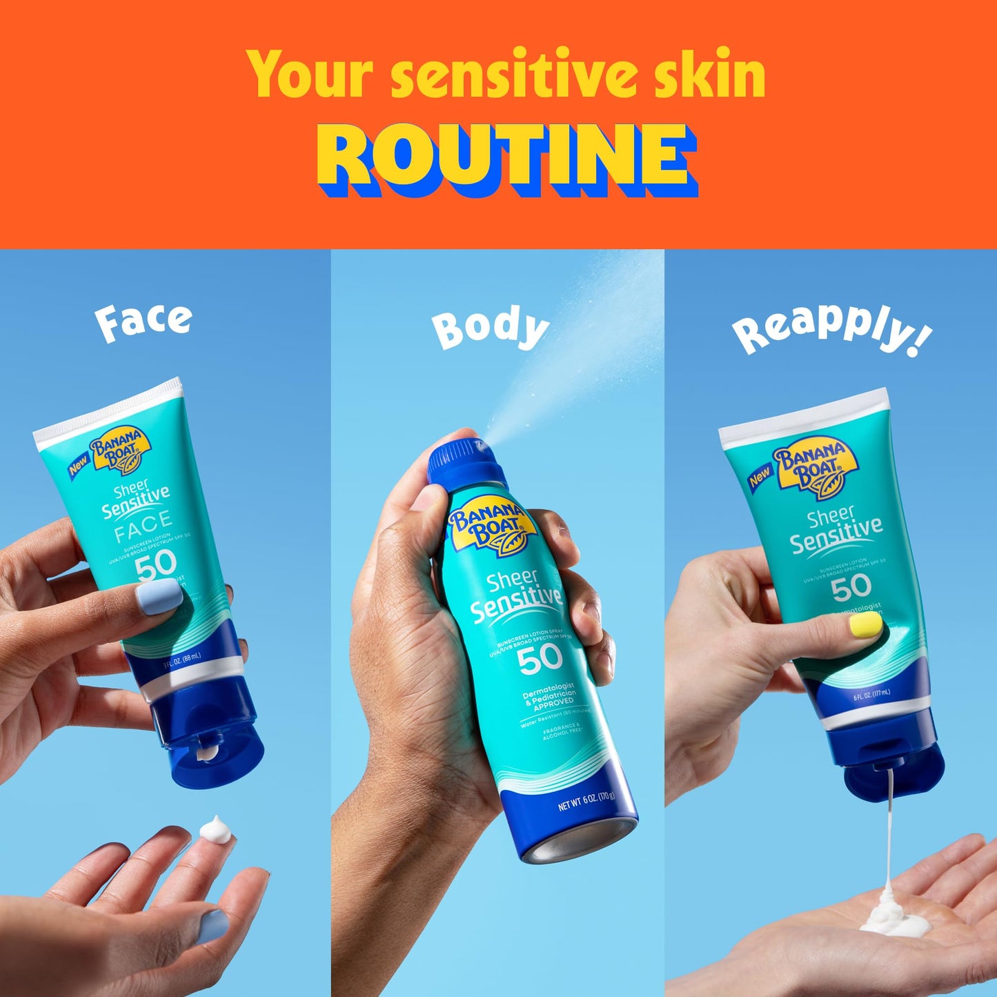 Banana Boat Sheer Sensitive Body Sunscreen Lotion, SPF 50, 6oz