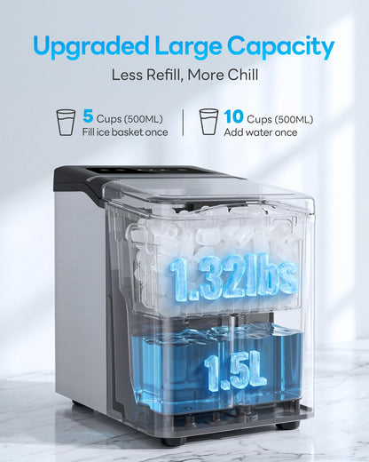 Ice Makers Countertop, 26.5Lbs/24H Ice Machine with 2 Sizes Bullet Ice, 9 Ice Cubes Release in 6 Mins, Self-Cleaning Portable Ice Maker with Ice Scoop and Basket for Home Kitchen Office Bar RV