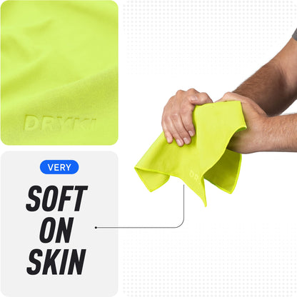DRYKI Sweat Absorbing Handkerchiefs - The Original Pocket-Sized Sweat Towels - Quick-Dry Microfiber Sweat Rags for Face, Hands, & Body - Men & Women - Gym, Sports, and Work (Black: 5 Pack)