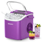 EUHOMY Countertop Ice Maker Machine with Handle, 26lbs Per Day, 9 Ice Cubes Ready in 6 Mins, Auto-Cleaning Portable Ice Maker with Basket and Scoop, for Home/Kitchen/Camping/RV (Purple)