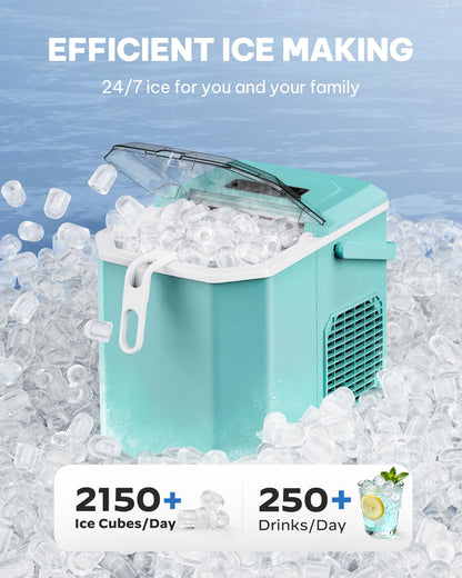 Silonn Ice Maker Countertop, Portable Ice Machine with Carry Handle, Self-Cleaning Ice Makers with Basket and Scoop, 9 Cubes in 6 Mins, 26 lbs per Day, Ideal for Home, Kitchen, Camping, RV