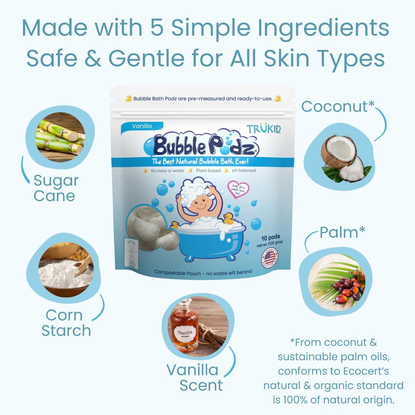 TruKid Bubble Podz Bubble Bath for Kids, Toddlers, & Babies, Tear Free Gentle & Refreshing Bath Bomb for Sensitive Skin with Natural Moisturizers, Non-Toxic, pH Balanced, Lavender Scent (24 Podz)