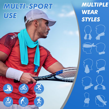 CSITE 4 Pack Cooling Towels (47"x12") for Neck and Face, Ice Towel for Hot Weather, Soft Breathable Chilly Gym Towels, Microfiber Towel for Work Out, Yoga, Running, Camping & More Activities