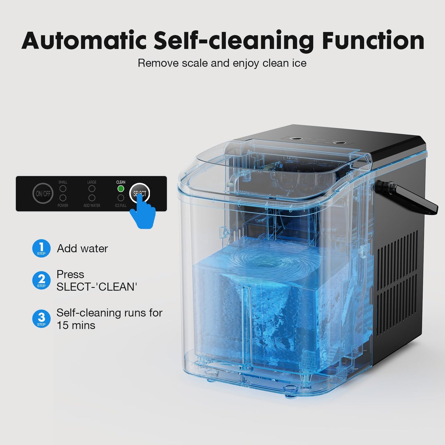 Sweetcrispy Countertop Ice Maker with Scoop, Basket and Handle, Portable Ice Machine 9 Cubes Ready in 6 Mins, 26.5lbs in 24Hrs, 2 Sizes for Home Kitchen Office Bar Party, Green