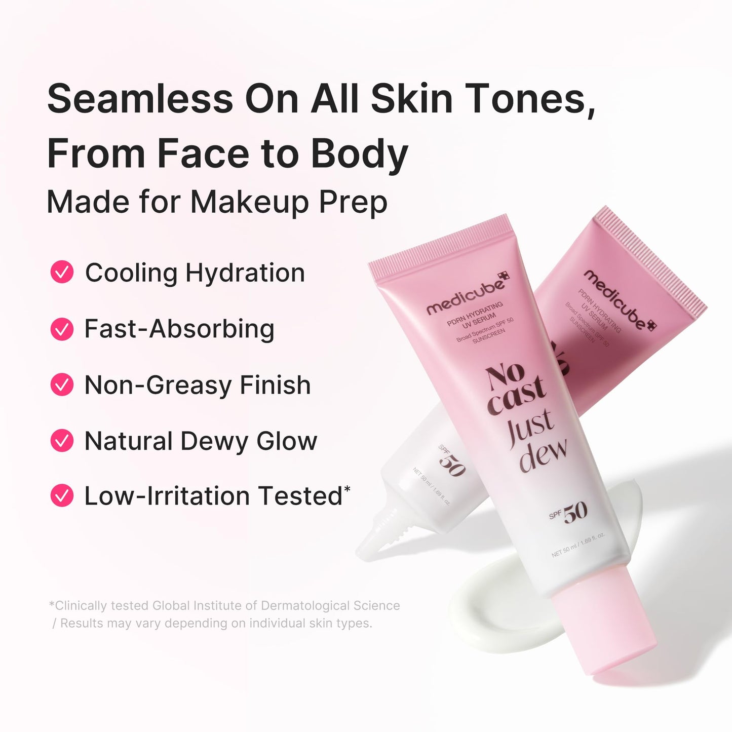 medicube Sunscreen No Cast Just Glow Collagen | SPF 50 Broad Spectrum Face Sunscreen | Lightweight, Non-Sticky, Hydrating Formula | Peptide, Cica for Soothing & Glow | Korean Skincare