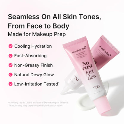 medicube Sunscreen No Cast Just Glow Collagen | SPF 50 Broad Spectrum Face Sunscreen | Lightweight, Non-Sticky, Hydrating Formula | Peptide, Cica for Soothing & Glow | Korean Skincare